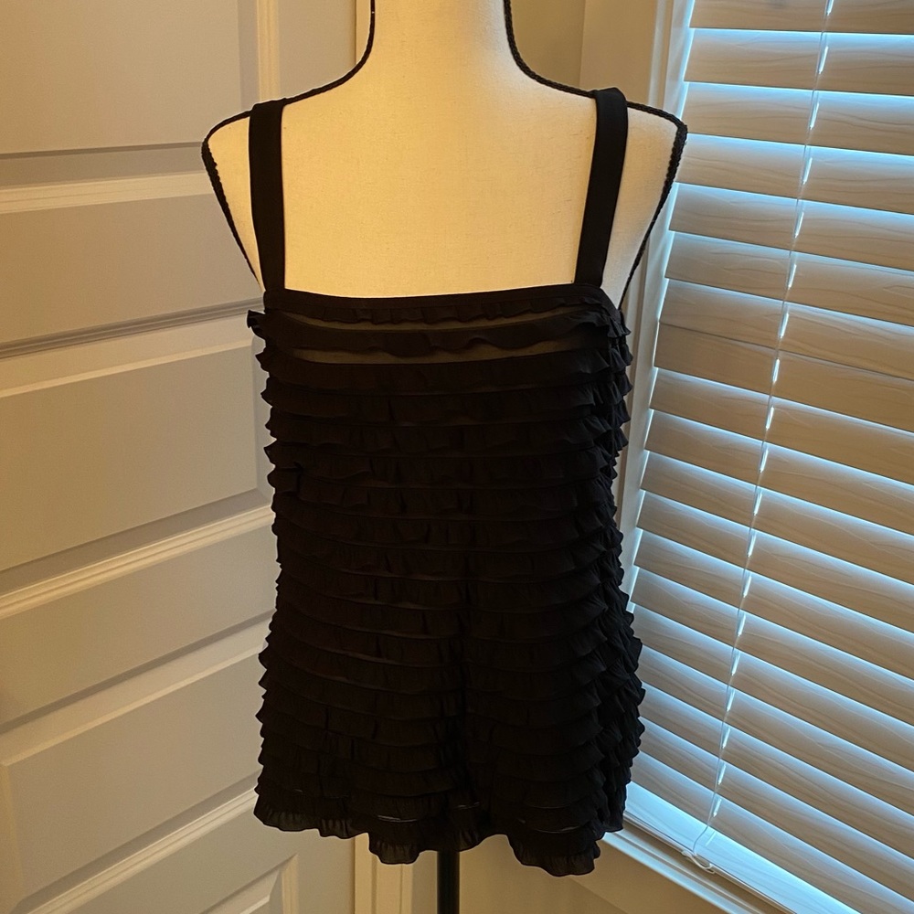 Allison Britteny|| Black ruffled tank top